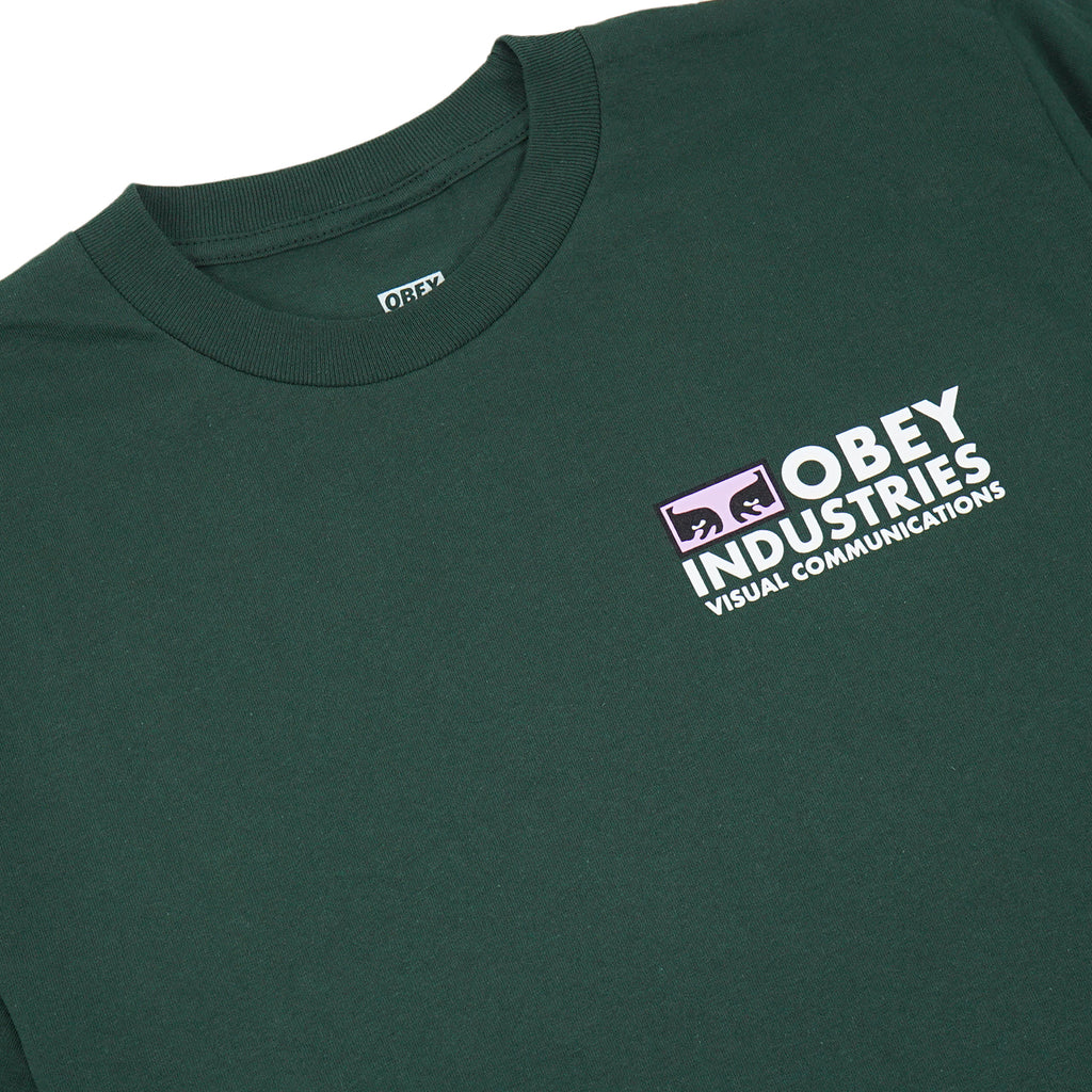 Obey Clothing Visual Communications T Shirt - Forest Green - neck