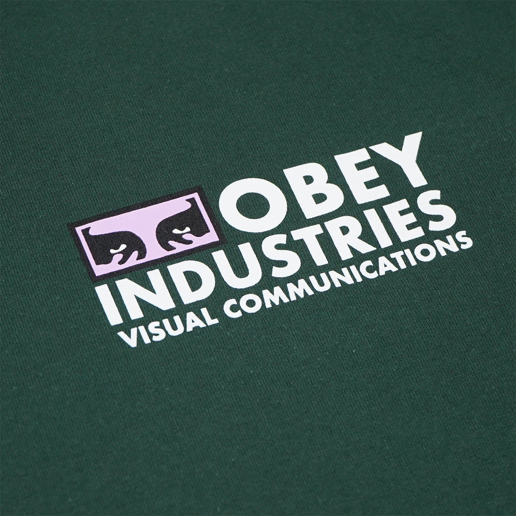 Obey Clothing Visual Communications T Shirt - Forest Green - closeup