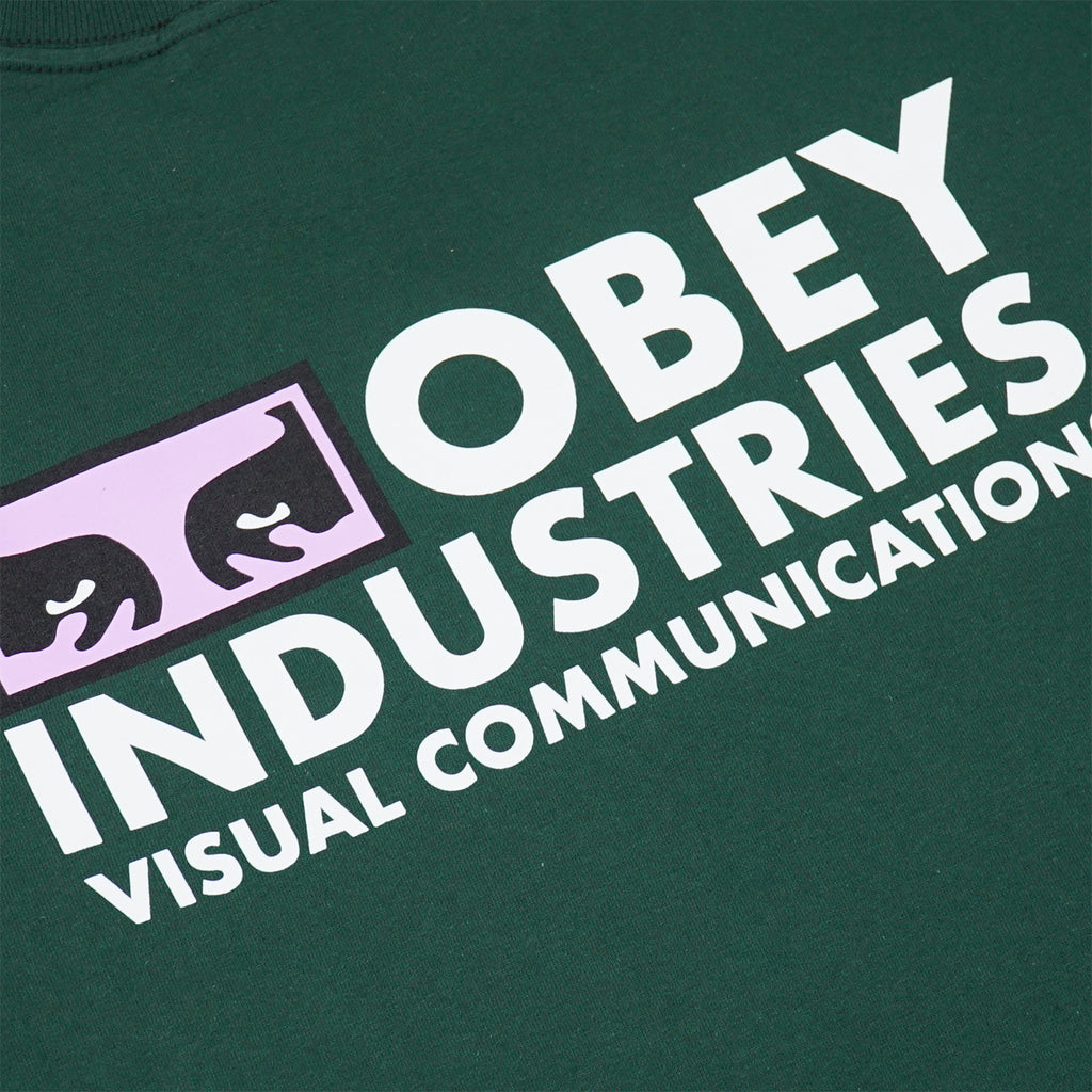 Obey Clothing Visual Communications T Shirt - Forest Green - closeup2