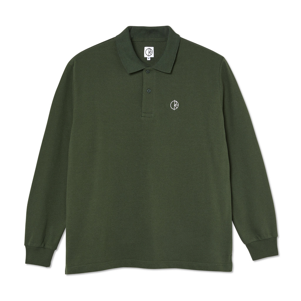 Polar Skate Co L/S Polo Shirt - Dark Olive - front