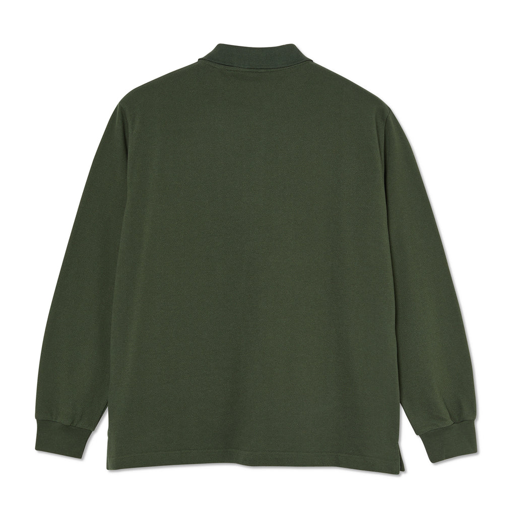 Polar Skate Co L/S Polo Shirt - Dark Olive - back