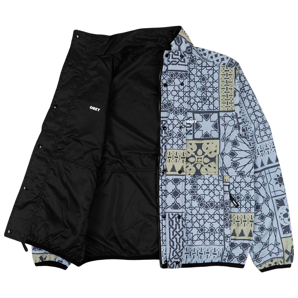 Obey Clothing Patchwork Reversible Jacket in Black / Navy Multi - Open