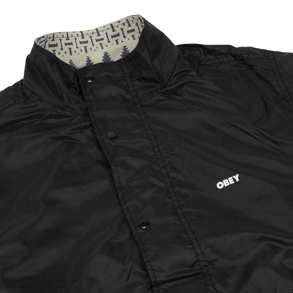 Obey Clothing Patchwork Reversible Jacket in Black / Navy Multi - Reverse