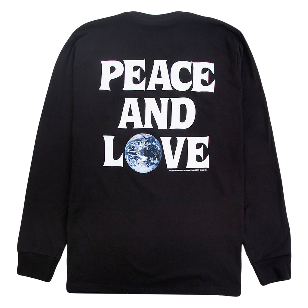 Stussy L/S Peace & Love T Shirt Black - Back