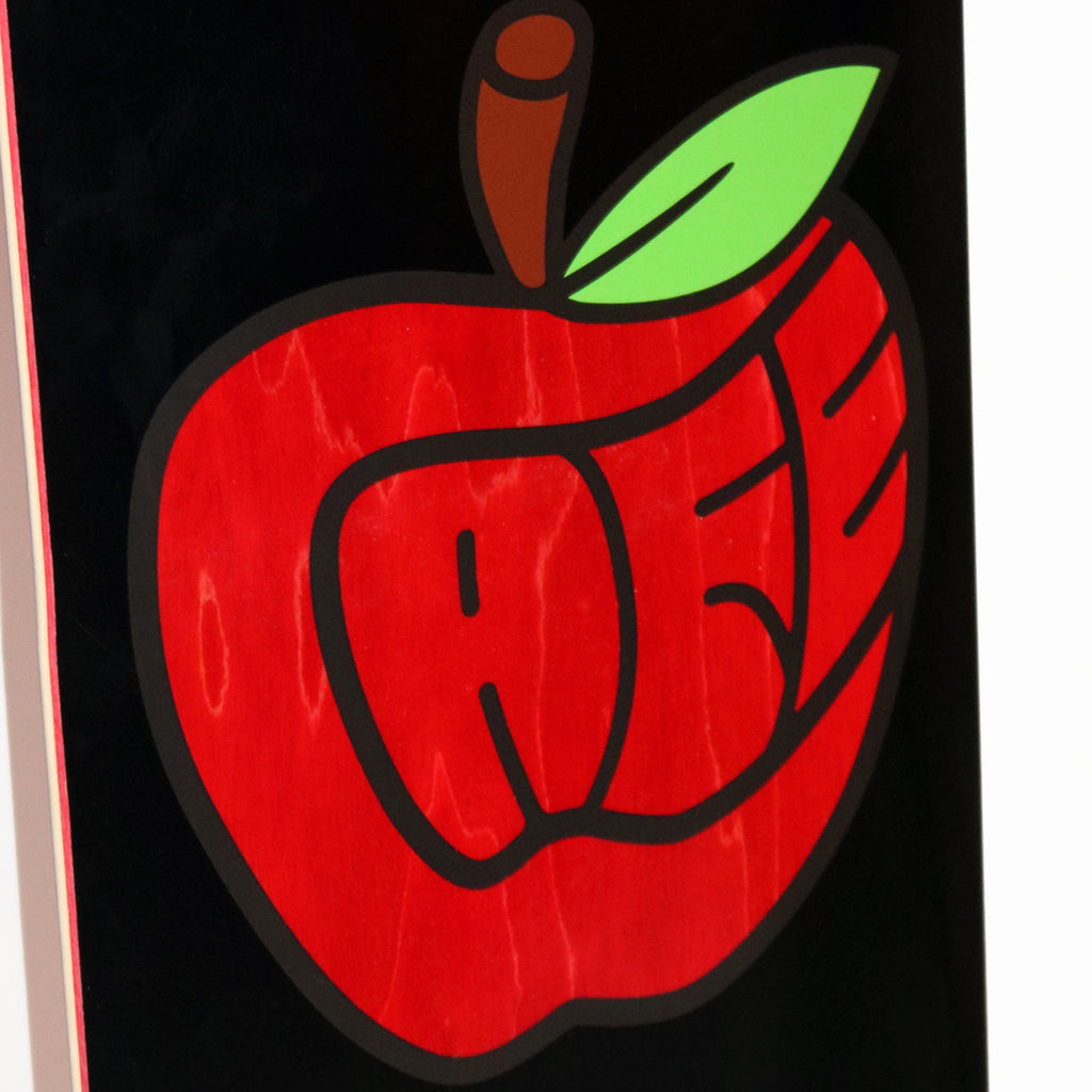 Skateboard Cafe Pink Lady Skateboard Deck - Black / Red Stain - closeup