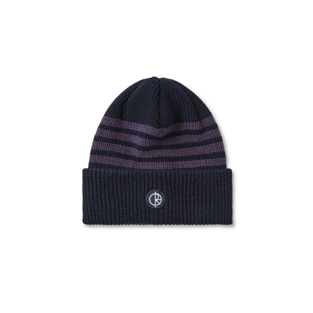 Polar Skate Co Striped Merino Wool Beanie - Navy / Purple
