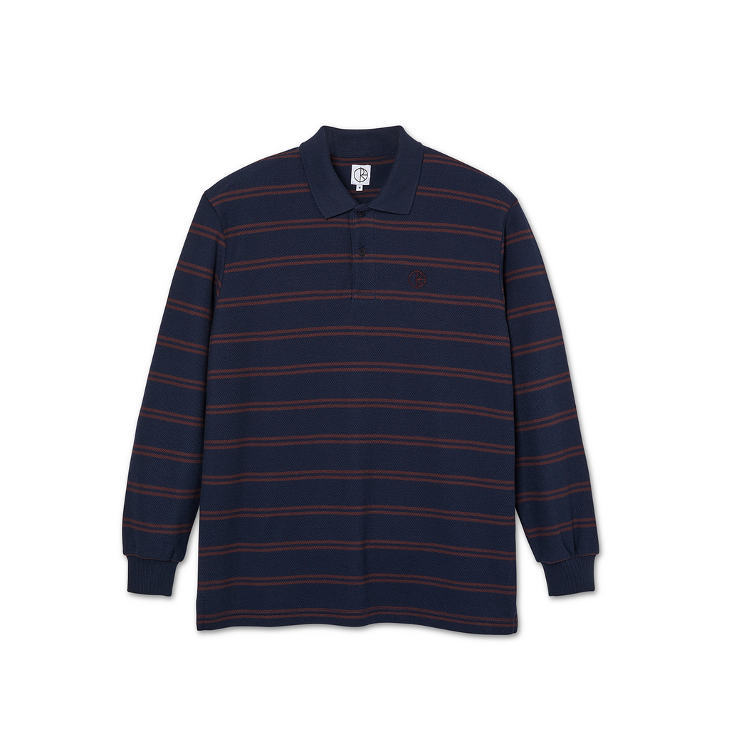 Polar Skate Co Stripe Polo L/S Shirt - Navy / Plum