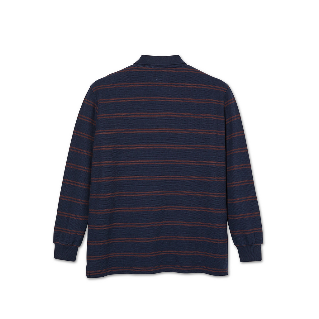 Polar Skate Co Stripe Polo L/S Shirt - Navy / Plum