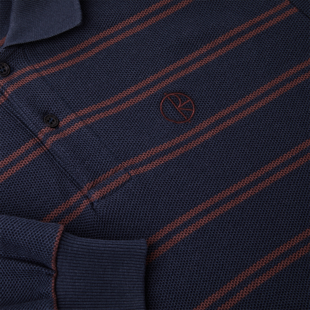 Polar Skate Co Stripe Polo L/S Shirt - Navy / Plum