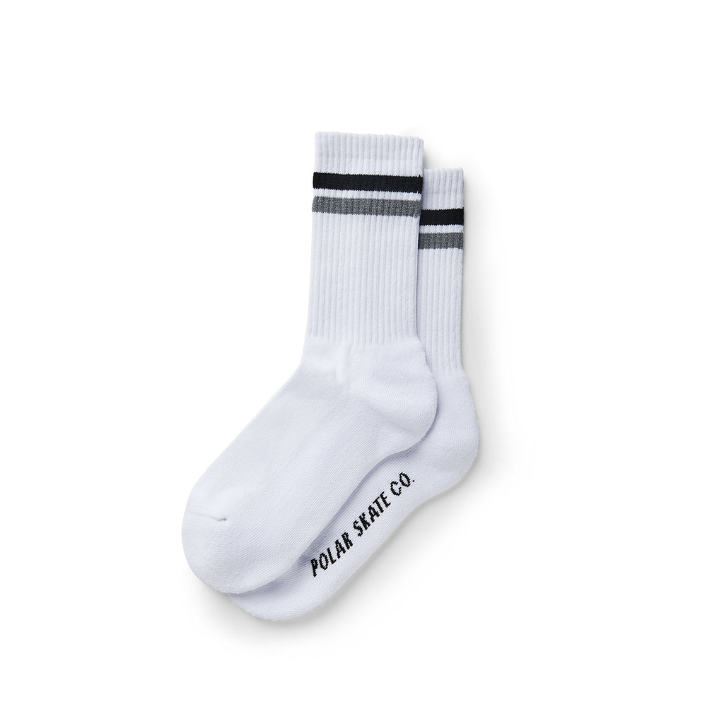 Polar Skate Co Stripe Socks - White / Black / Grey - pair
