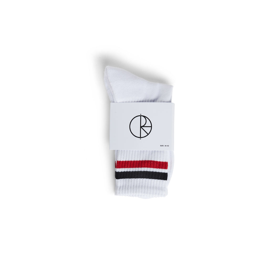 Polar Skate Co Stripe Socks - White / Black / Red - pack