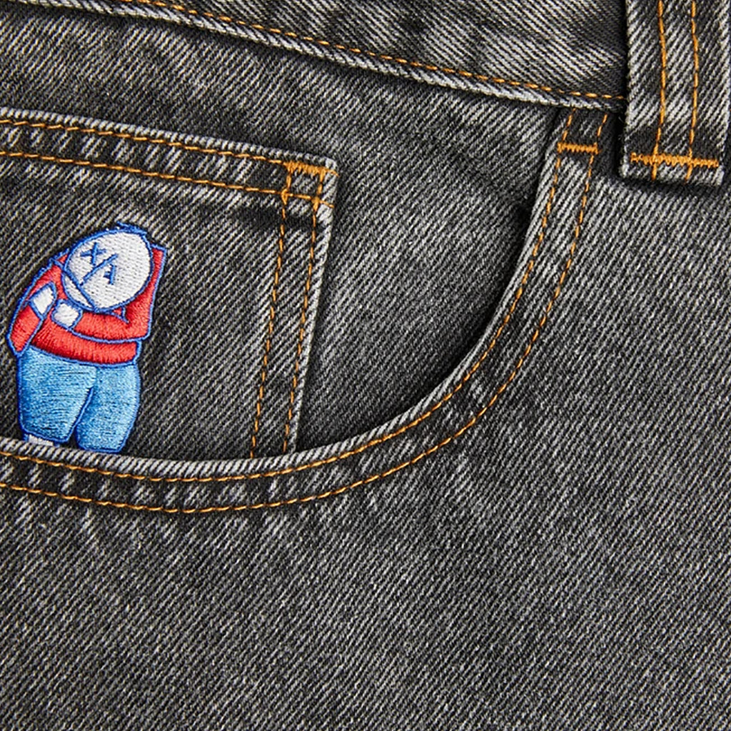 Polar Skate Co Big Boy Jeans in Washed Black - Detail