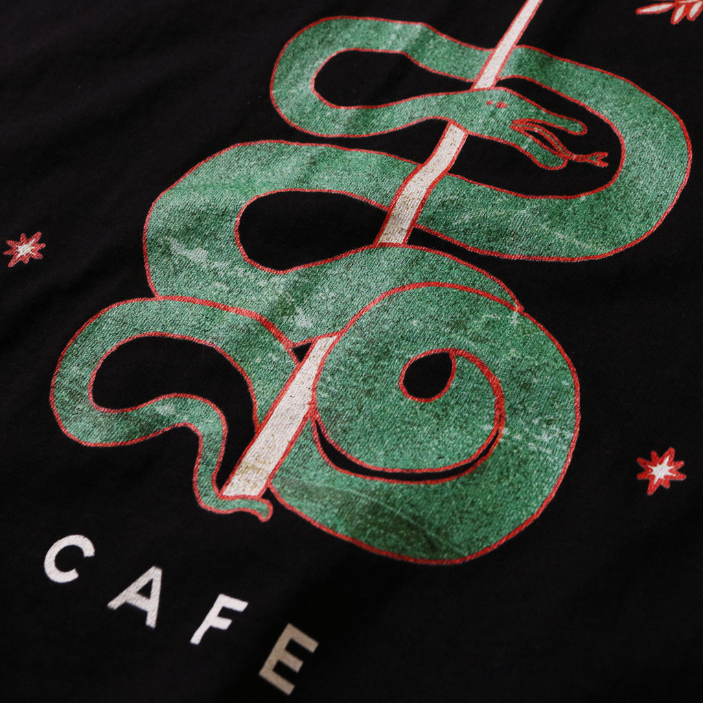 Skateboard Cafe Tree of Life T Shirt - Black - closeup