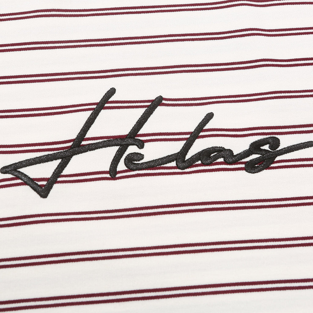 Helas L/S Rayure T Shirt - White / Burgundy - closeup