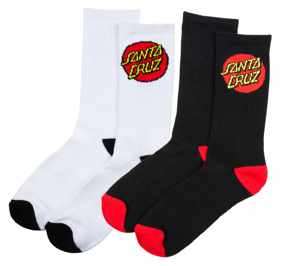 Santa Cruz Classic Dot 2 Pack Socks in White / Black