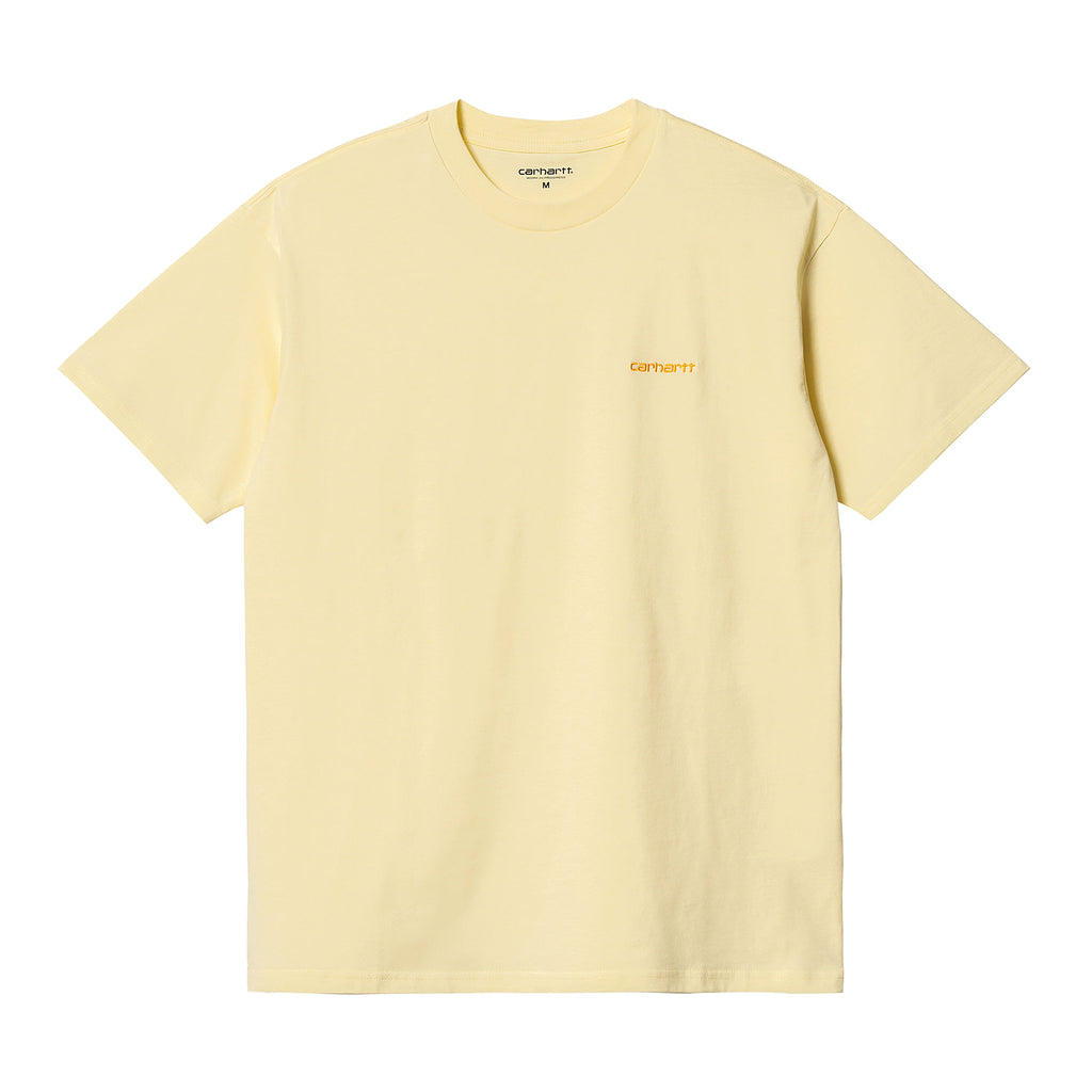 Carhartt Script Embroidery T Shirt - Soft Yellow / Popsicle - front