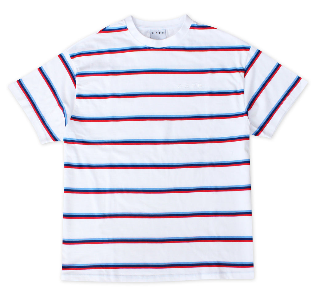 Skateboard Cafe Stripe T Shirt in White