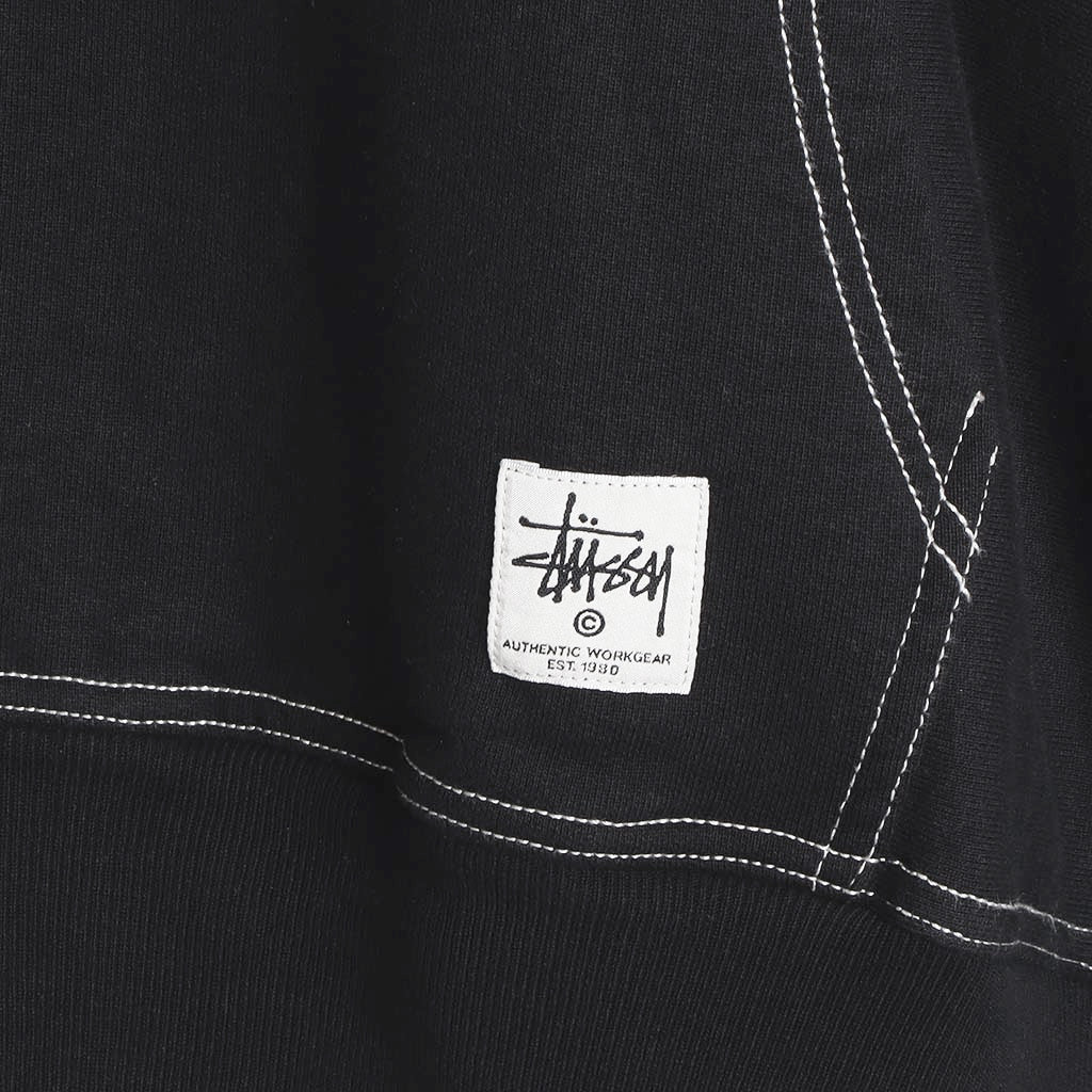 Stussy Contrast Stitch Label Hoodie - Black - label