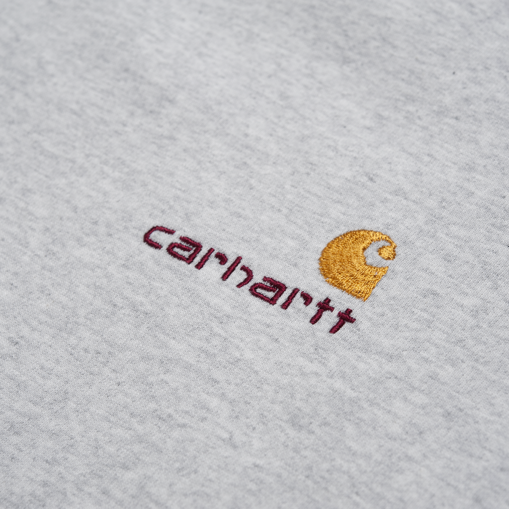 Carhartt WIP American Script T Shirt in Ash Grey - Embroidery