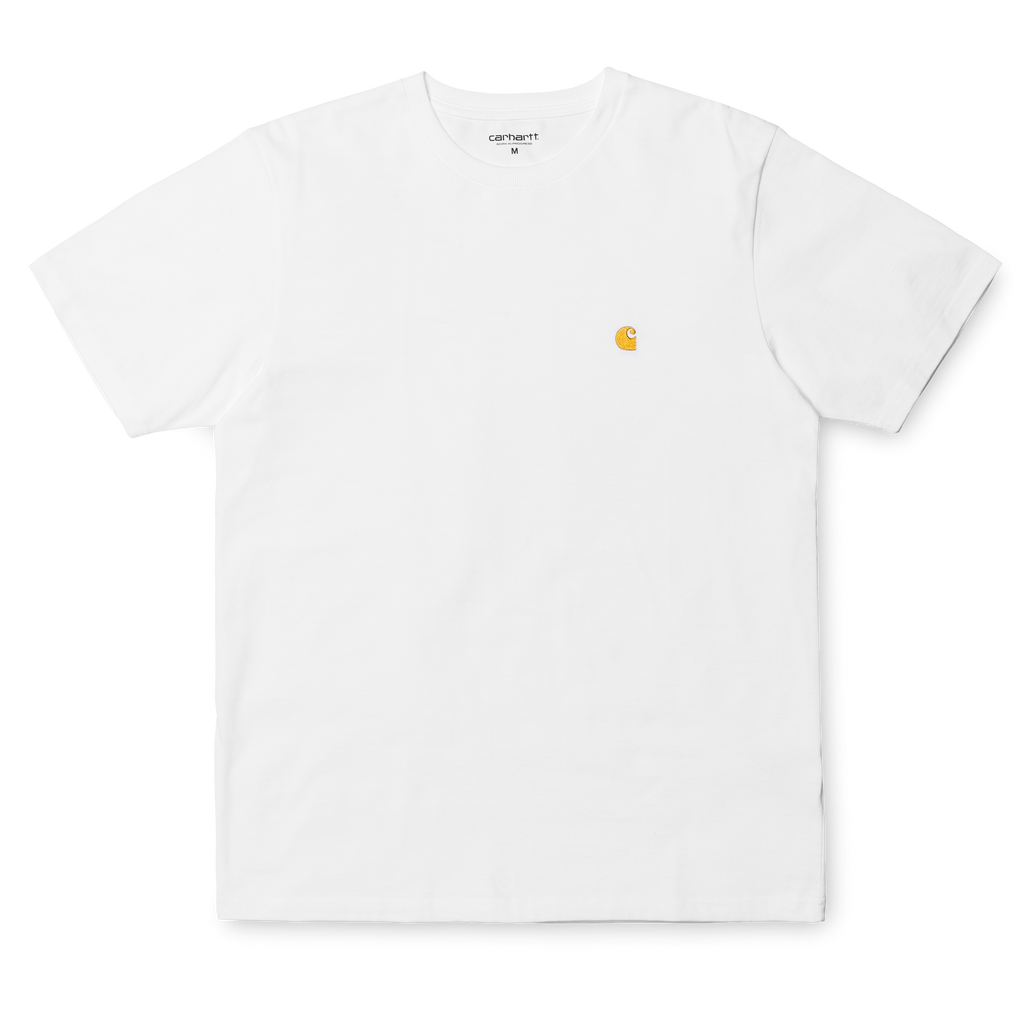 Carhartt WIP Chase T Shirt in White / Gold