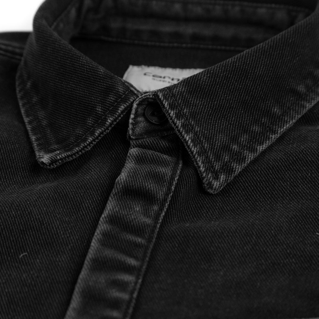 Carhartt WIP Salinac Shirt Jac in Black Stone Washed - Collar