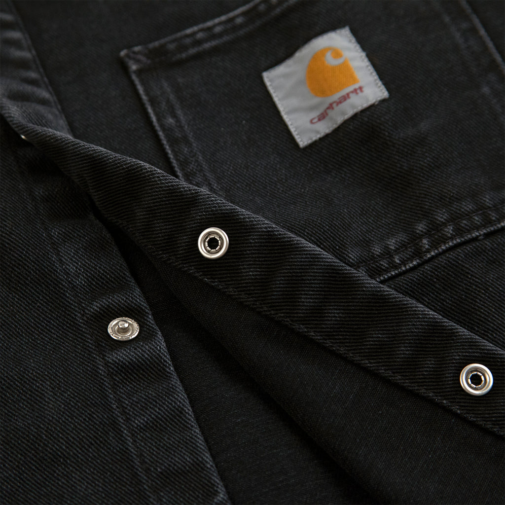 Carhartt WIP Salinac Shirt Jac in Black Stone Washed - Poppers