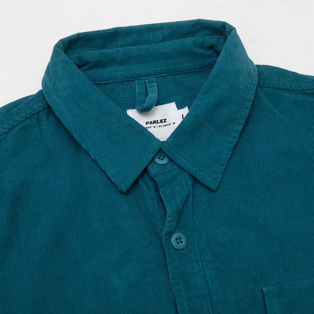 Parlez Sargasse Cord Shirt - Teal - collar