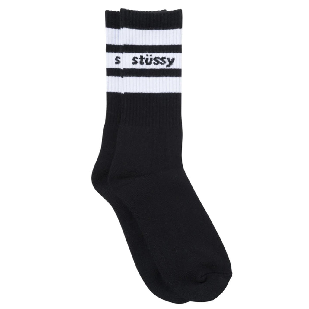 Stussy Sport Crew Socks Black / White - Paired