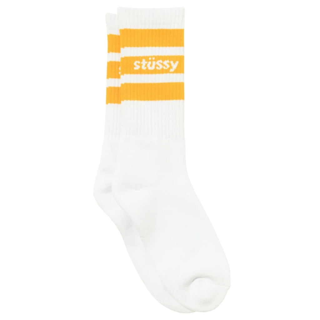 Stussy Sport Crew Socks White / Orange - Paired