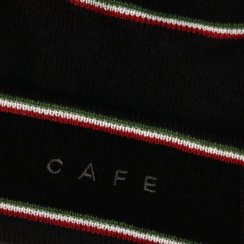 Skateboard Cafe Stripe Fold Beanie - Black - closeup