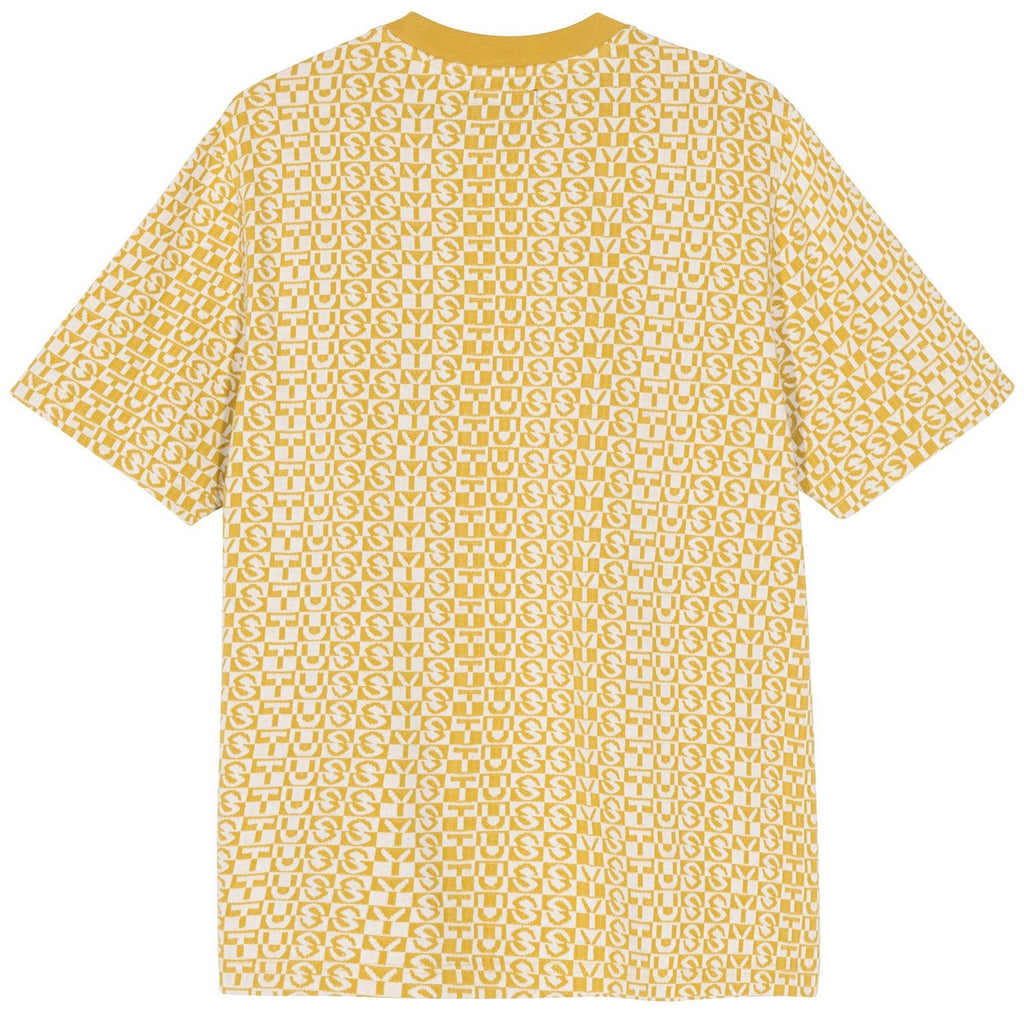 Stussy Check Crew T Shirt in Mustard - Back