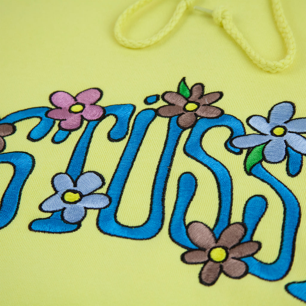 Stussy Collegiate Floral App Hoodie in Lemon - Embroidery 2