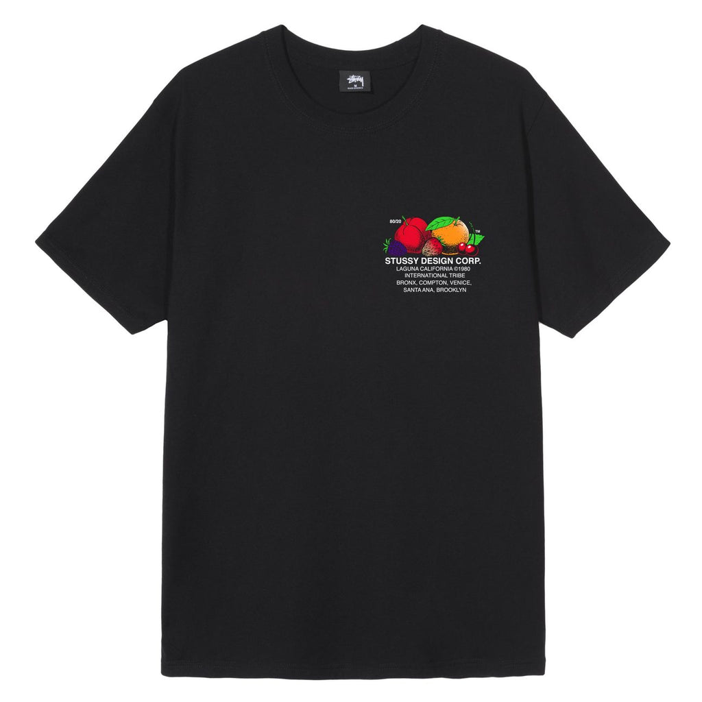 Stussy Fresh Fruit T Shirt in Black - Front