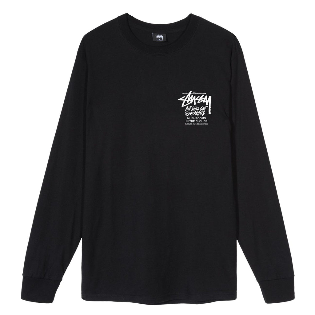 Stussy L/S In The Clouds T Shirt in Black - Front