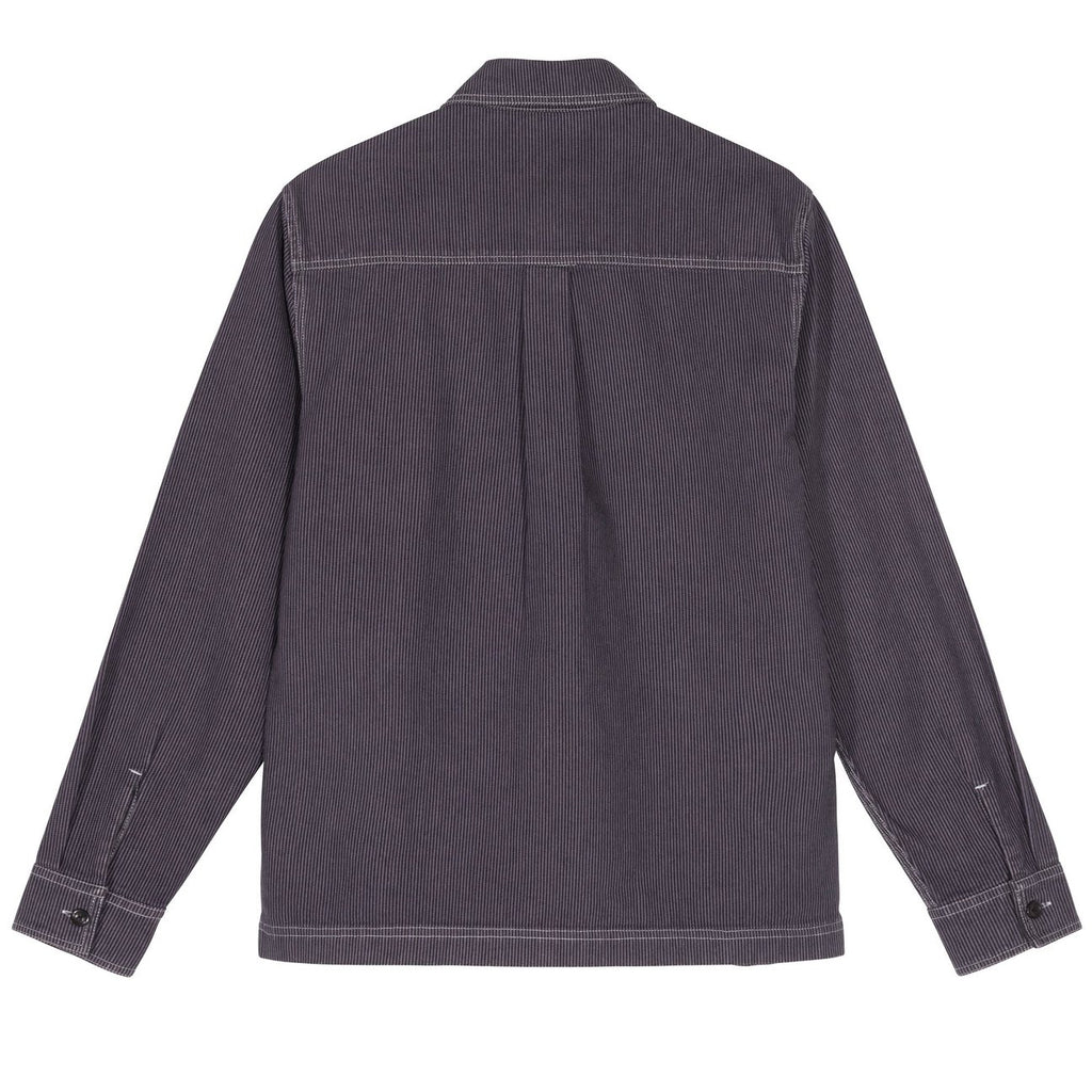 Stussy L/S Overdyed Hickory Zip Shirt in Purple - Back