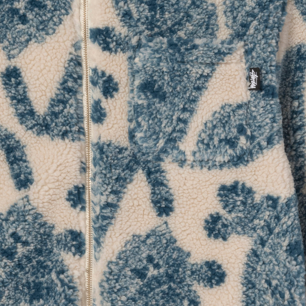 Stussy Big Paisley Full Zip Sherpa Jacket in Natural - Pocket
