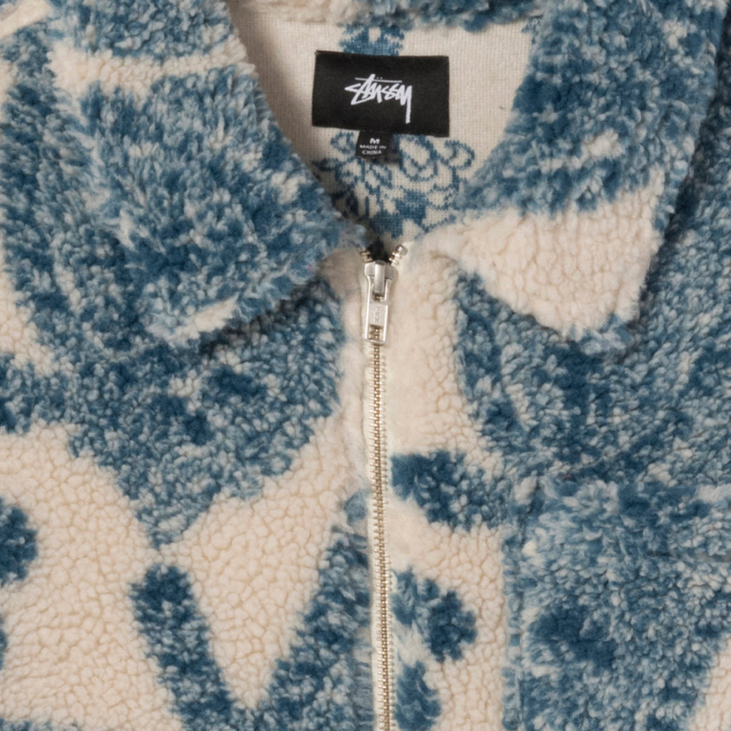 Stussy Big Paisley Full Zip Sherpa Jacket in Natural - Neck