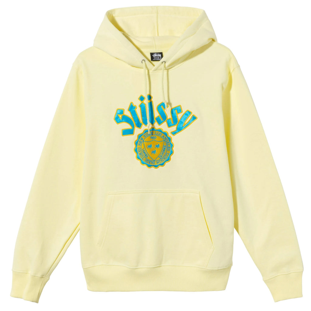Stussy City Seal Embroidered Hoodie in Yellow