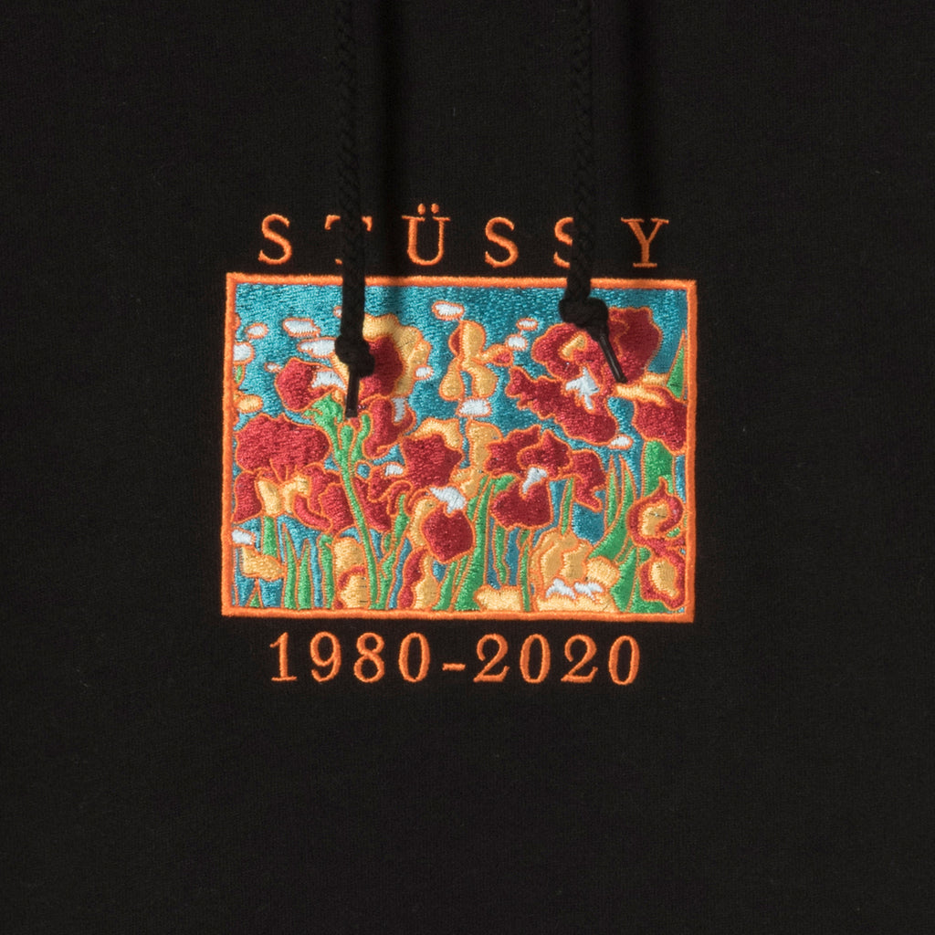 Stussy Irises App Hoodie in Black - Embroidery