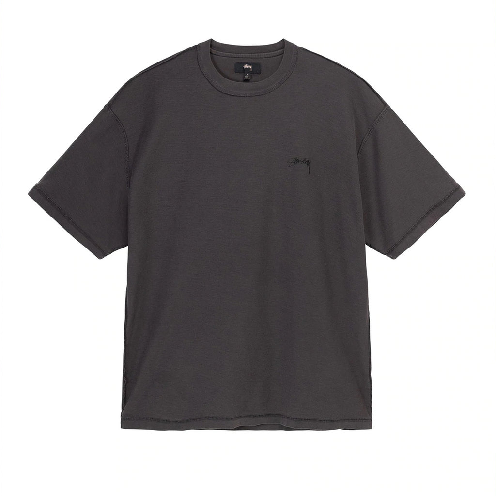 Stussy Pigment Dyed Inside Out Crew T Shirt - Black - front