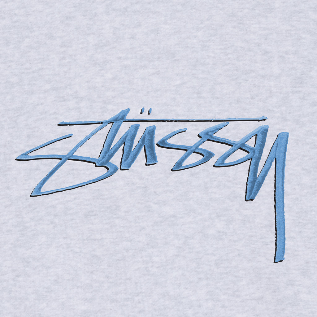 Stussy Smooth Stock App Crew Sweatshirt in Ash Grey - Embroidery