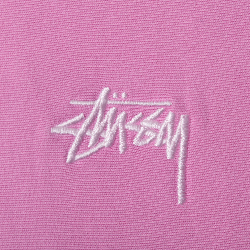 Stussy Stock Logo Hoodie - Pink - closeup