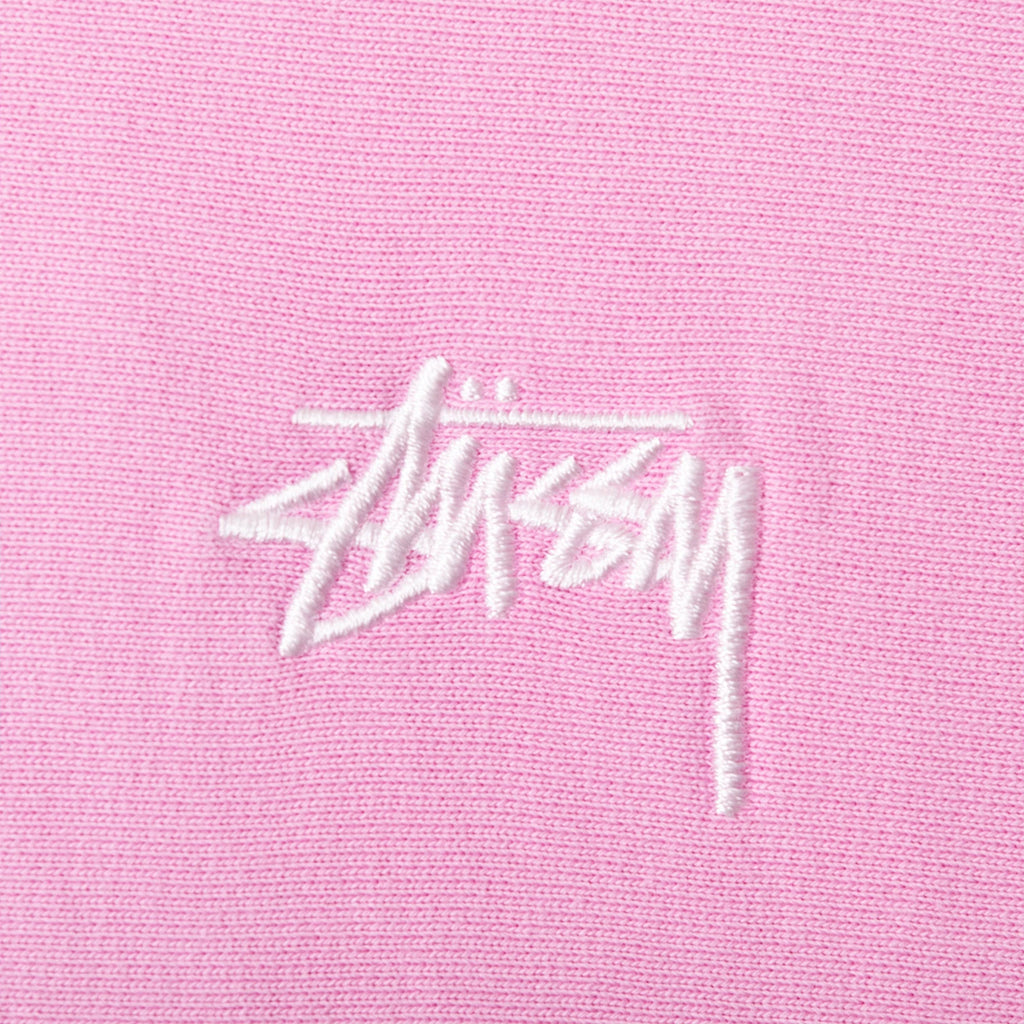 Stussy Stock Logo LS Crew  - Pink - closeup