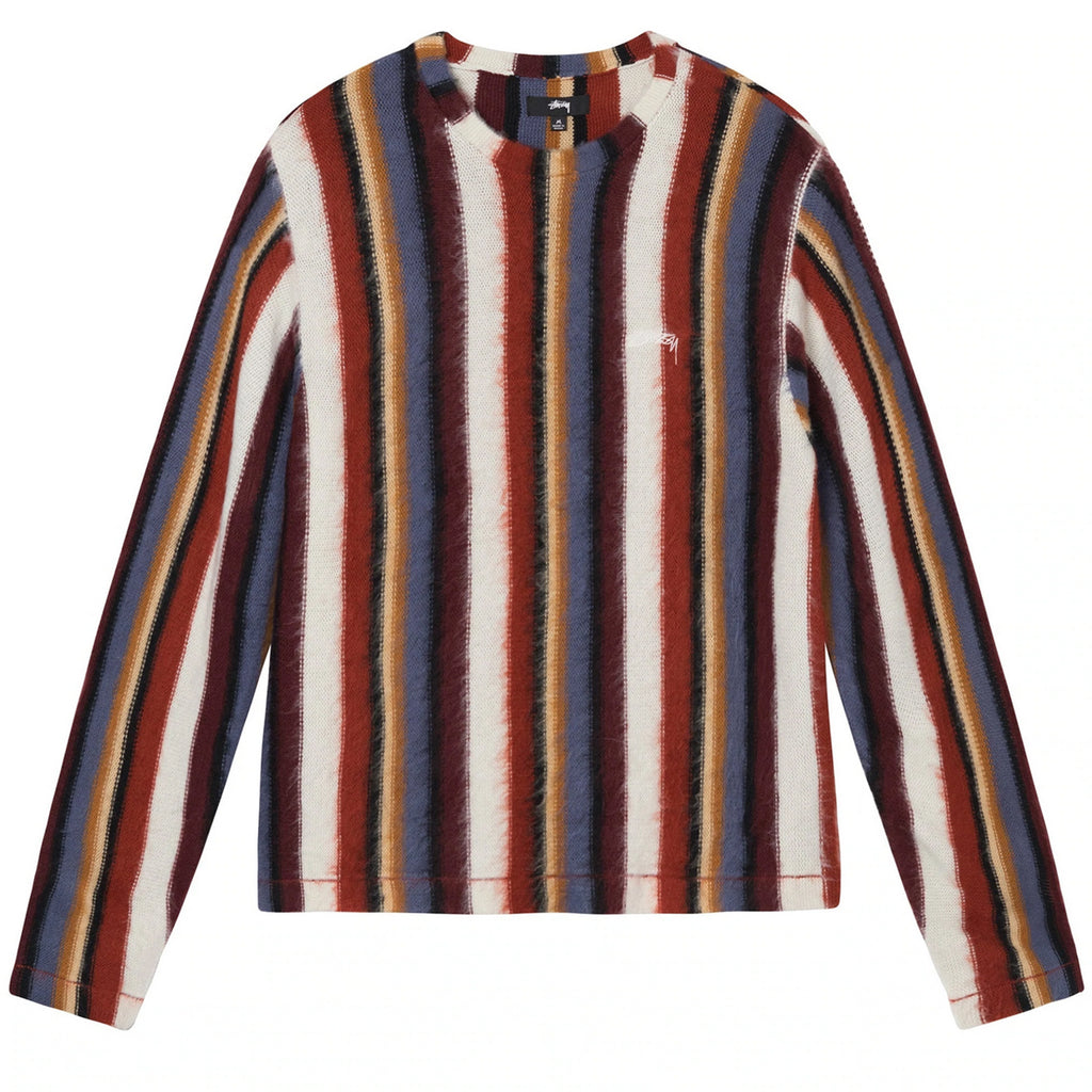 Stussy Vertical Striped Knit Crew - Rust - front
