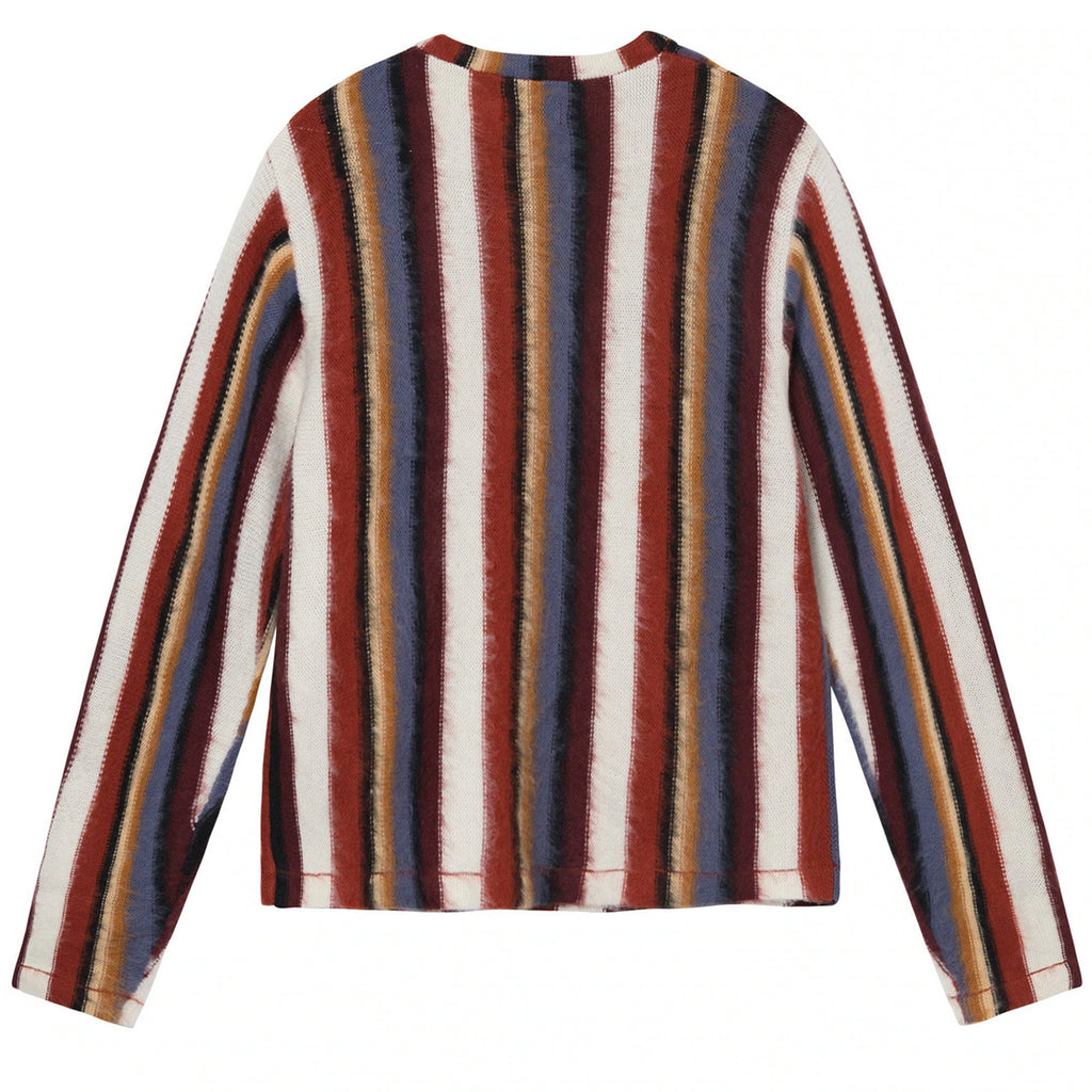 Stussy Vertical Striped Knit Crew - Rust - back