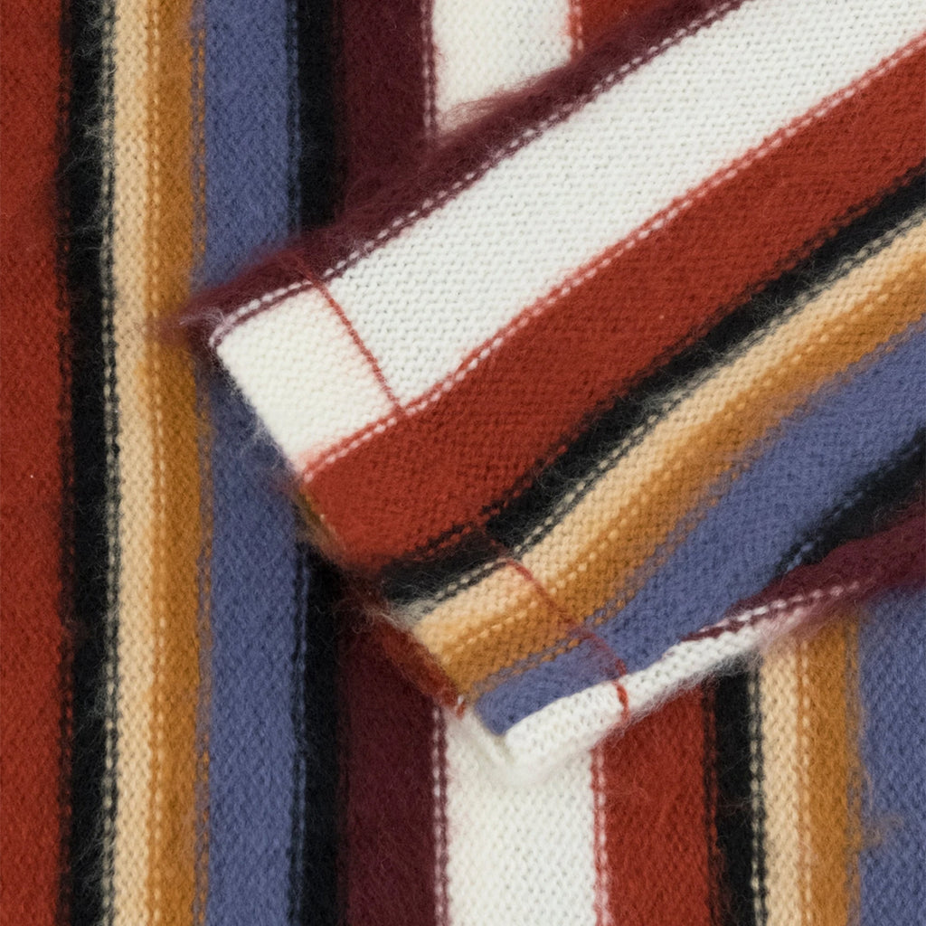 Stussy Vertical Striped Knit Crew - Rust - closeup