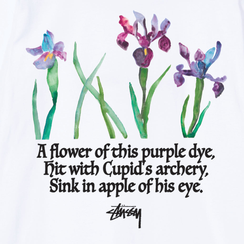 Stussy Water Flowers T Shirt in White - Back Print