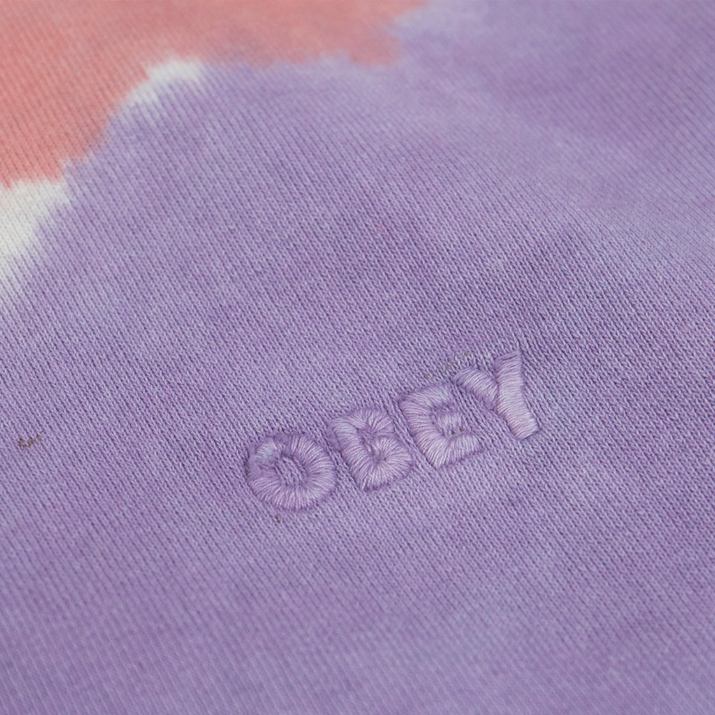 Obey Clothing Sustainable Tie Dye Fleece Hoodie in Purple Nitro Multi - Detail