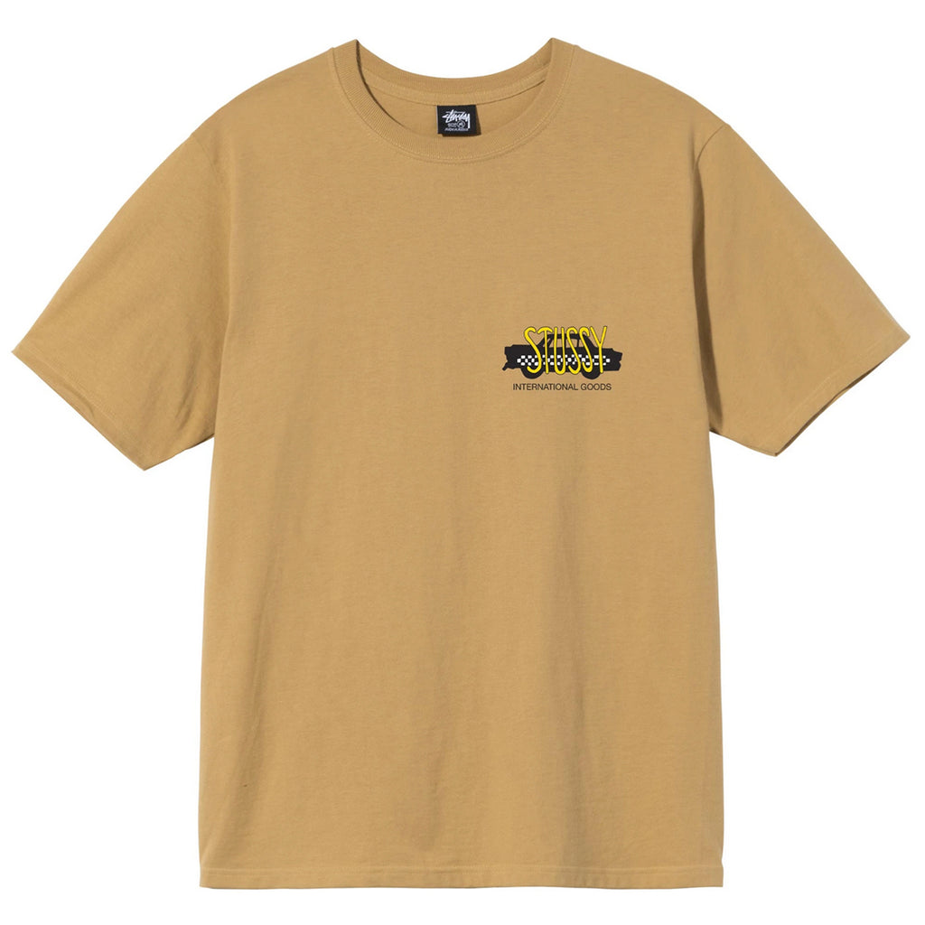 Stussy Taxi Cab T Shirt in Khaki - Front