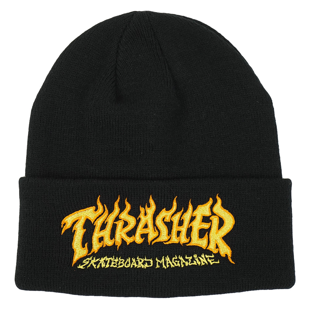 Thrasher Fire Logo Beanie in Black